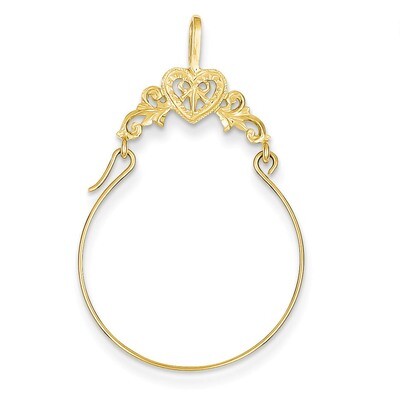 Filigree Heart Charm Holder 14k Gold Polished D1308, MPN: D1308, 637218002344