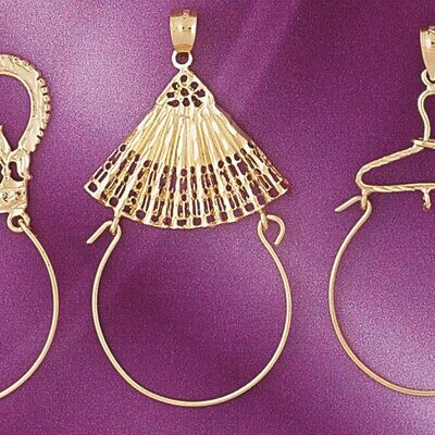 Dazzlers Jewelry Fan Holder Pendant Necklace Charm Bracelet in Yellow, White or Rose Gold 4268, MPN…