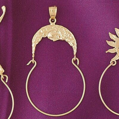 Dazzlers Jewelry Moon Holder Pendant Necklace Charm Bracelet in Yellow, White or Rose Gold 4258, MP…
