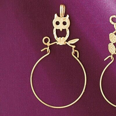 Dazzlers Jewelry Owl Holder Pendant Necklace Charm Bracelet in Yellow, White or Rose Gold 4243, MPN…