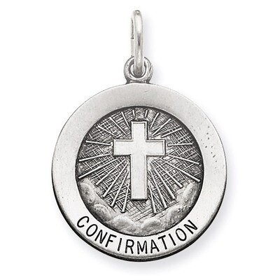 Confirmation Medal Sterling Silver Antiqued QC5904, MPN: QC5904, 191101184390