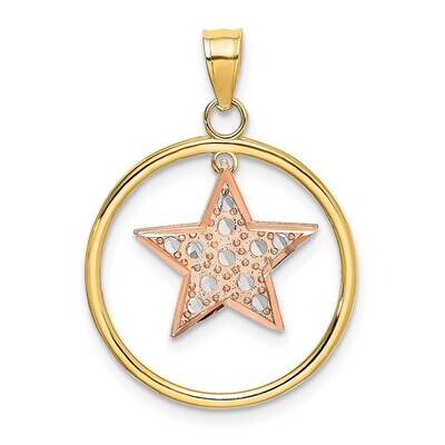 Rhodium Star In Frame Moveable Charm 14k Yellow &amp; Rose Gold K9441, MPN: K9441, 637218137145