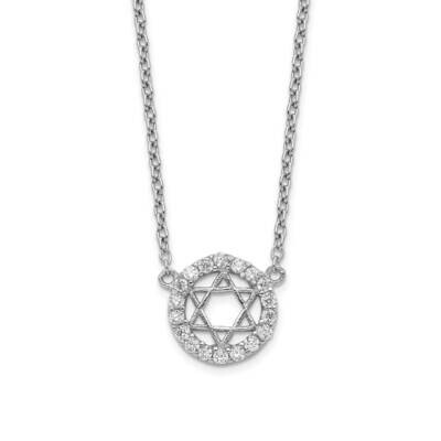 Cz Star Of David with 2 Inch Extension Necklace Sterling Silver Rhodium-plated QG5200-15.5, MPN: QG…
