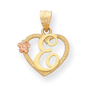 Initial E in Heart Charm 14k Two-Tone Gold D898E, MPN: D898E, 883957130385