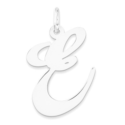 Large Fancy Script Initial E Charm 14k white Gold YC655E, MPN: YC655E, 191101634635