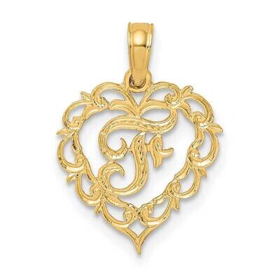 F Script Initial In Heart Charm 14k Gold K6424F, MPN: K6424F, 196904089200