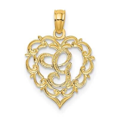 G Script Initial In Heart Charm 14k Gold K6424G, MPN: K6424G, 637218007554