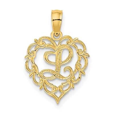 L Script Initial In Heart Charm 14k Gold K6424L, MPN: K6424L, 637218007608