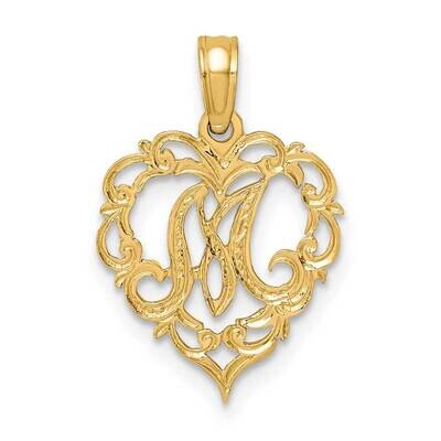 M Script Initial In Heart Charm 14k Gold K6424M, MPN: K6424M, 637218007615