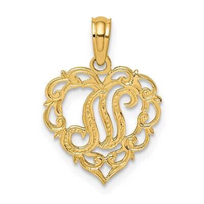 N Script Initial In Heart Charm 14k Gold K6424N, MPN: K6424N, 637218007622