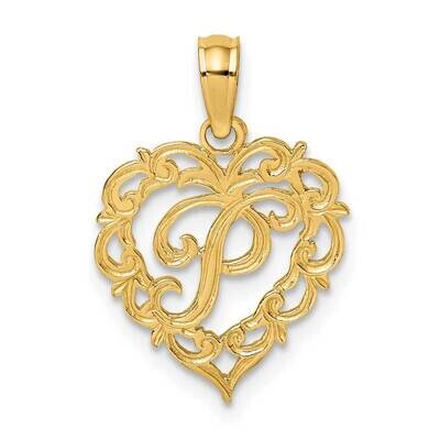 P Script Initial In Heart Charm 14k Gold K6424P, MPN: K6424P, 637218007646
