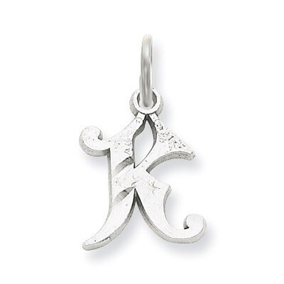 Diamond-cut Initial K Charm 14k White Gold WCH139-K, MPN: WCH139-K, 883957130644