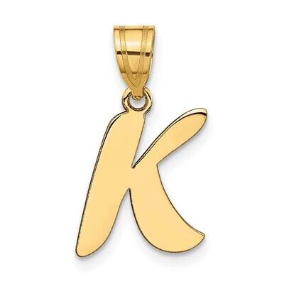 Script Letter K Initial Pendant 14k Gold Polished YC1438K, MPN: YC1438K, 196904087473