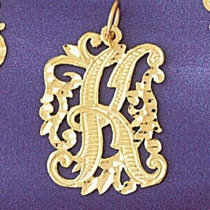 Dazzlers Jewelry Initial K Pendant Necklace Charm Bracelet in Yellow, White or Rose Gold 9557k, MPN…