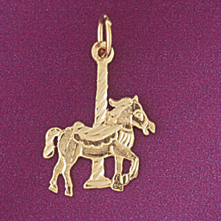 Dazzlers Jewelry Carousel Horse Pendant Necklace Charm Bracelet in Yellow, White or Rose Gold 6015,…