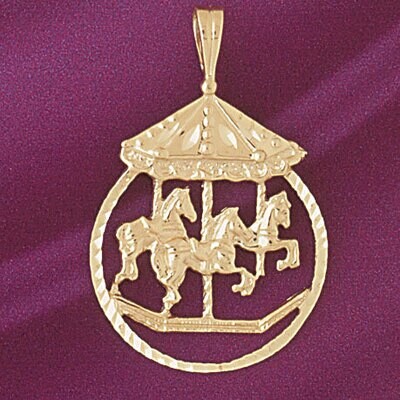 Dazzlers Jewelry Carousel Horse Pendant Necklace Charm Bracelet in Yellow, White or Rose Gold 6021,…