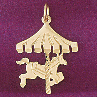 Dazzlers Jewelry Carousel Horse Pendant Necklace Charm Bracelet in Yellow, White or Rose Gold 6019,…