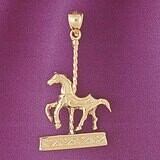 Dazzlers Jewelry Carousel Horse Pendant Necklace Charm Bracelet in Yellow, White or Rose Gold 6006,…