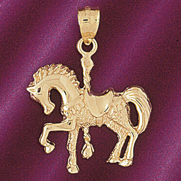 Dazzlers Jewelry Carousel Horse Pendant Necklace Charm Bracelet in Yellow, White or Rose Gold 5998,…