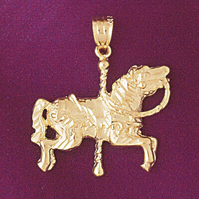 Dazzlers Jewelry Carousel Horse Pendant Necklace Charm Bracelet in Yellow, White or Rose Gold 5996,…
