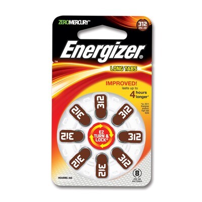 One pk of 8 cells Type 312 Energizer Hearing Aid Batteries WB312Z, MPN: WB312Z, 191101636950