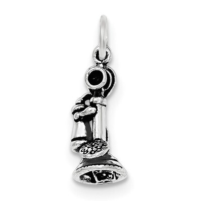 Antiqued Old Fashioned Phone Pendant Sterling Silver QC8807