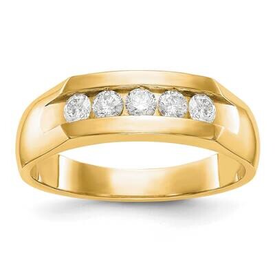 Diamond Vs/Si, D E F, 5-Stone Men&#39;s Channel Band 14k Yellow Gold True Origin Lab Grown RM3461B-0475…