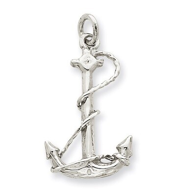 3-Dimensional Anchor Charm 14k White Gold Solid Polished K1059, MPN: K1059, 883957900995