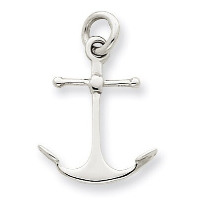 3-Dimensional Anchor Charm 14k White Gold Solid Polished K1058, MPN: K1058, 883957900988