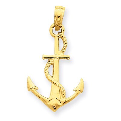 3-Dimensional Anchor Pendant 14k Gold Solid Polished D1360, MPN: D1360, 637218061990
