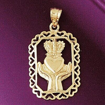 Dazzlers Jewelry Crown Heart Gladdah Pendant Necklace Charm Bracelet in Yellow, White or Rose Gold …