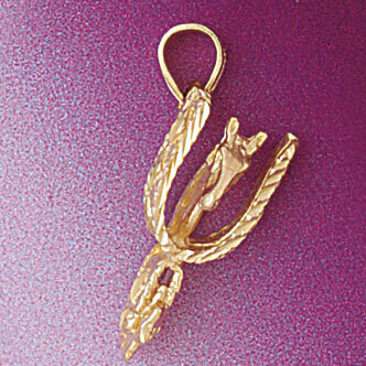 Dazzlers Jewelry Horse Saddle Pendant Necklace Charm Bracelet in Yellow, White or Rose Gold 5247, M…
