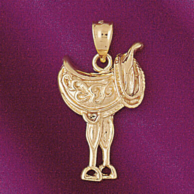Dazzlers Jewelry Horse Saddle Pendant Necklace Charm Bracelet in Yellow, White or Rose Gold 5244, M…