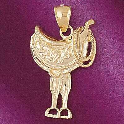 Dazzlers Jewelry Horse Saddle Pendant Necklace Charm Bracelet in Yellow, White or Rose Gold 5243, M…