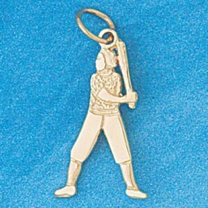 Dazzlers Jewelry Baseball Player Pendant Necklace Charm Bracelet in Yellow, White or Rose Gold 3330…