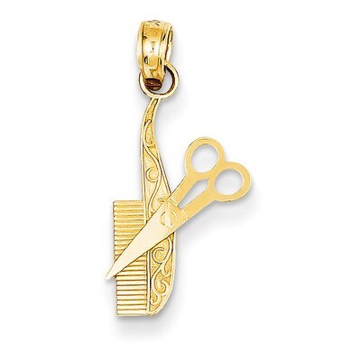 Comb &amp; Scissors Charm 14k Gold K4940, MPN: K4940, 637218014521