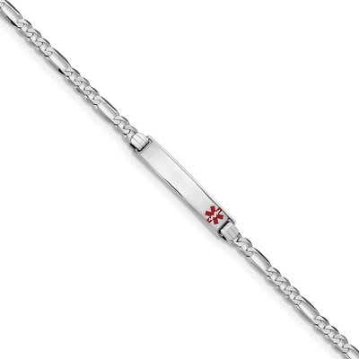 7 Inch Medical Red Enamel Figaro Link ID Bracelet 14k white Gold XM585FRW-7, MPN: XM585FRW-7, 19110…