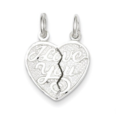 I Love You 2-piece break apart Heart Charm Sterling Silver QC606, MPN: QC606, 883957914282