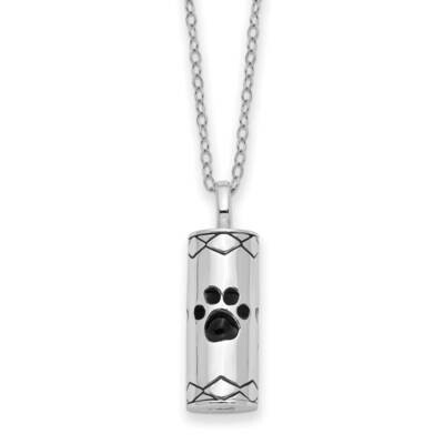 Antiqued Cylinder with Paws Ash Holder 18 Inch Necklace Sterling Silver QSX780, MPN: QSX780, 191101…