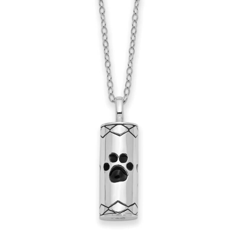 Antiqued Cylinder with Paws Ash Holder 18 Inch Necklace Sterling Silver QSX780