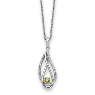 Nov CZ Diamond Always In My Heart Birthstone 18 Inch Necklace Sterling Silver QSX768, MPN: QSX768, …
