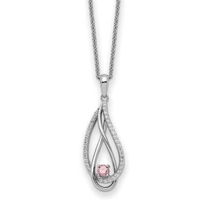 Oct CZ Diamond Always In My Heart Birthstone 18 Inch Necklace Sterling Silver QSX767, MPN: QSX767, …