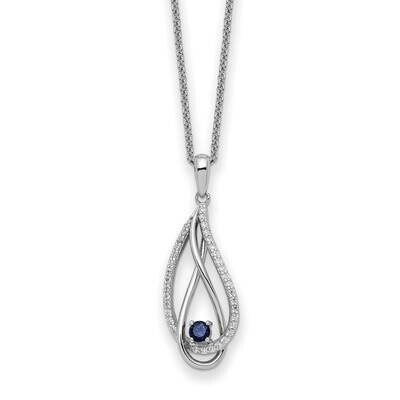 Sep CZ Diamond Always In My Heart Birthstone 18 Inch Necklace Sterling Silver QSX766, MPN: QSX766, …