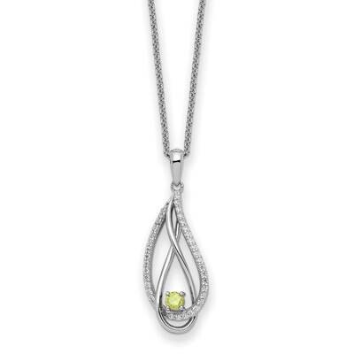 Aug CZ Diamond Always In My Heart Birthstone 18 Inch Necklace Sterling Silver QSX765, MPN: QSX765, …