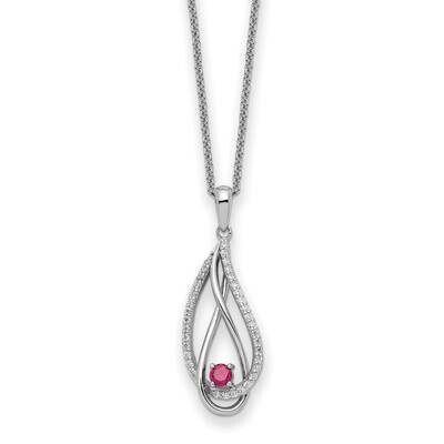 Jul CZ Diamond Always In My Heart Birthstone 18 Inch Necklace Sterling Silver QSX764, MPN: QSX764, …