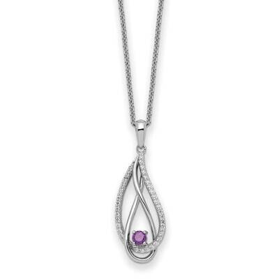 Jun CZ Diamond Always In My Heart Birthstone 18 Inch Necklace Sterling Silver QSX763, MPN: QSX763, …