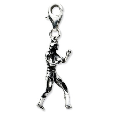 3-D Antiqued Boxer Charm Sterling Silver QCC659 by Amore La Vita, MPN: QCC659, 886774074399