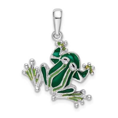Enameled Frog Pendant Sterling Silver Polished QC10669, MPN: QC10669, 637218144921