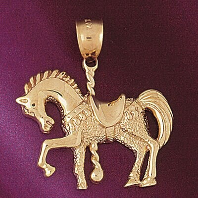 Dazzlers Jewelry Carousel Horse Pendant Necklace Charm Bracelet in Yellow, White or Rose Gold 5990,…