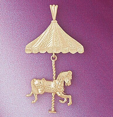 Dazzlers Jewelry Carousel Horses Pendant Necklace Charm Bracelet in Yellow, White or Rose Gold 5984…